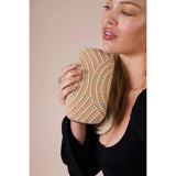 SVNX oval pearl clutch bag in gold, imported from the UK