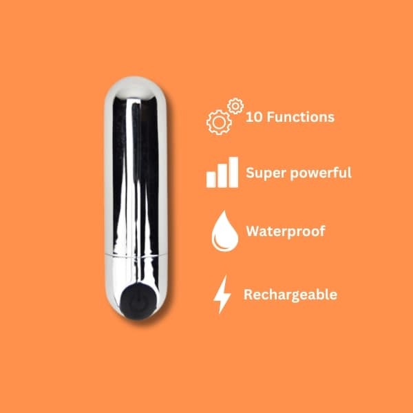 Loving Joy bullet vibrator 10 function rechargeable silver, UK version