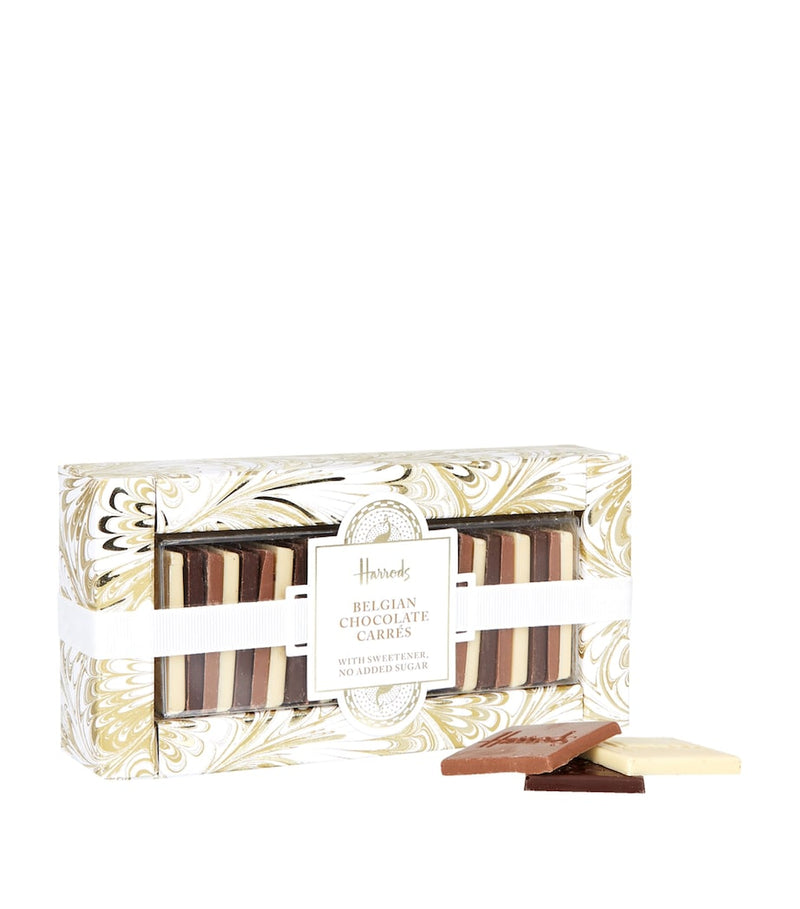 Harrods no added sugar Belgian chocolate carrés 220g, UK version