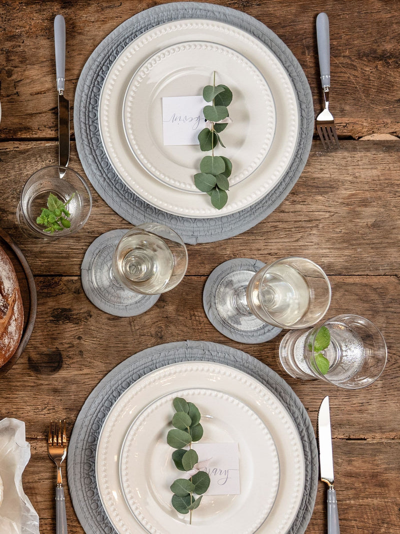Mary Berry Grey Signature Cotton placemat 32.5cm, imported from the UK