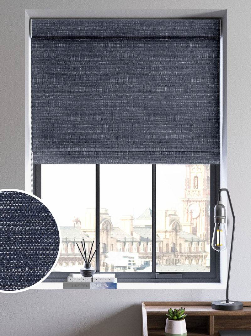 Voyage Maison indigo blue Roman blind, imported from the UK