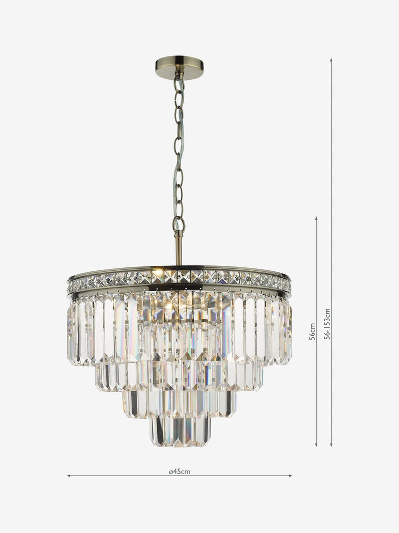 Där Lighting Vyana 4 light ceiling pendant in brass, imported from the UK