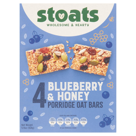 Stoats Blueberry & Honey Porridge Oat Bars 4x42g