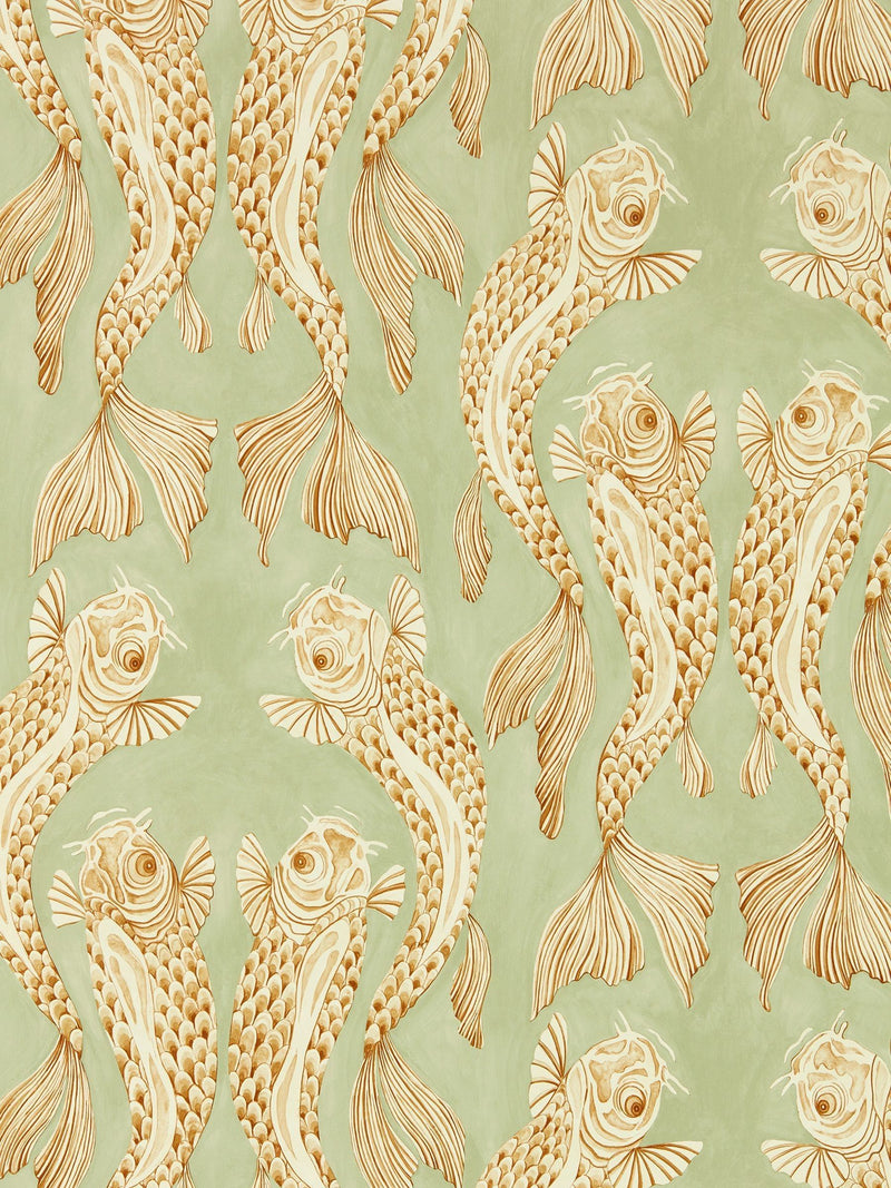 Sanderson Green Voyaging Koi wallpaper 10.05m - British product