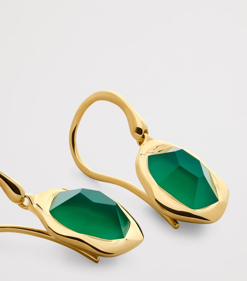 Monica Vinader gold vermeil onyx Odyssey drop earrings, imported from the UK