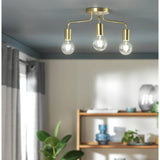 Argos Argos Home Rayner 3 Light Flush Ceiling Light - Brass- Buy online at McGrocer