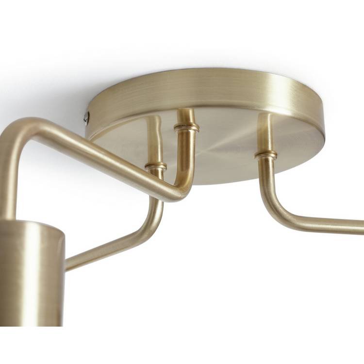 Argos Home Rayner brass flush ceiling light with 3 bulbs 17.3cm drop (British brand)
