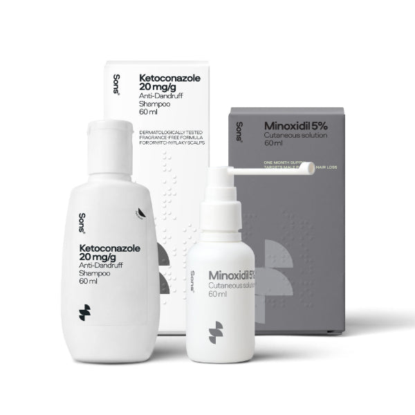 Sons hair loss bundle Minoxidil 5% Ketoconazole shampoo 60ml (British brand)
