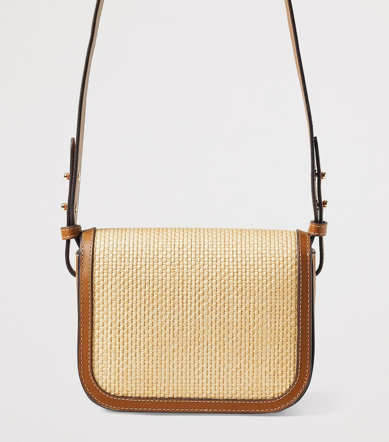 Aspinal of London Ella cross-body bag leather raffia - British product