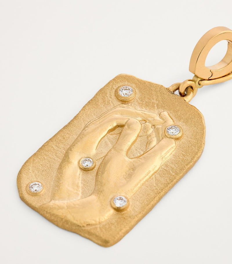 Azlee coin charm large yellow gold diamonds (British brand)