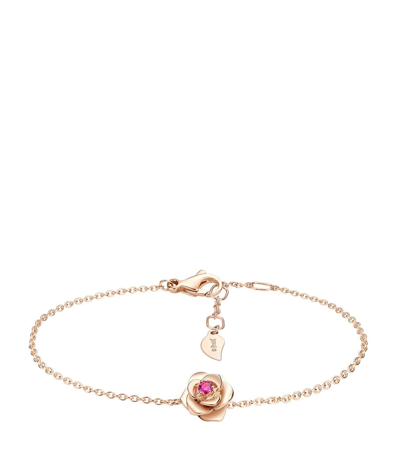 Piaget rose gold and pink sapphire rose chain bracelet - British product
