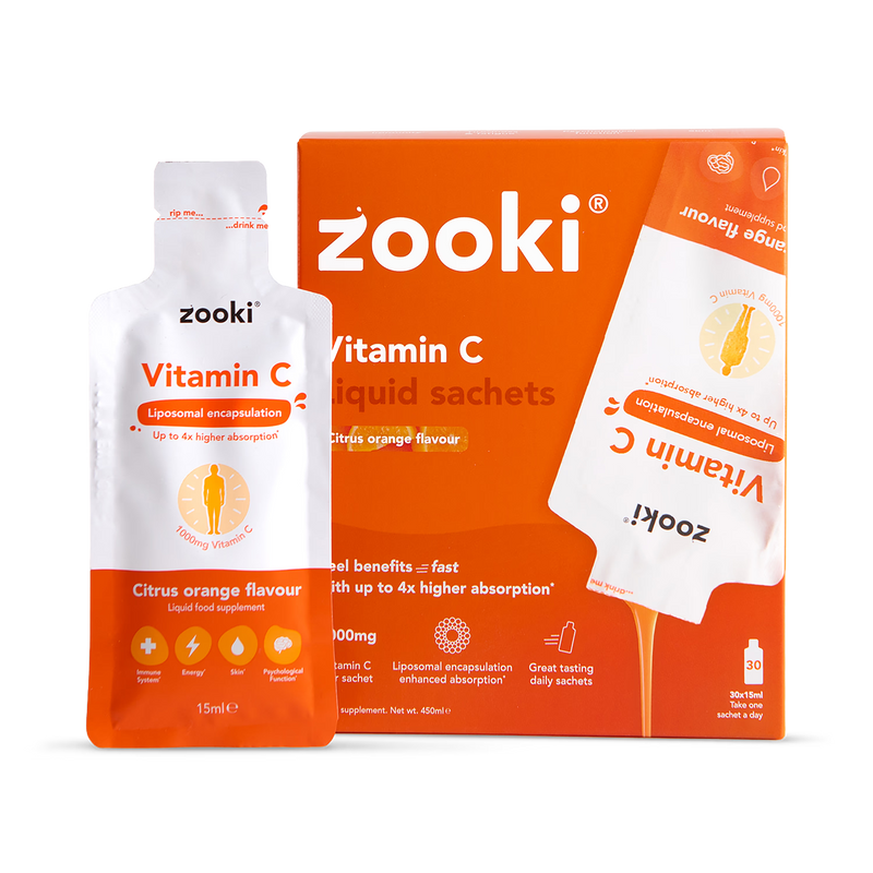 Zooki Vitamin C Citrus Orange Liquid Sachets 30x15ml (British brand)
