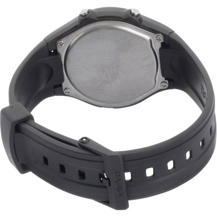 Casio analogue watch with alarm and black resin strap (British brand)