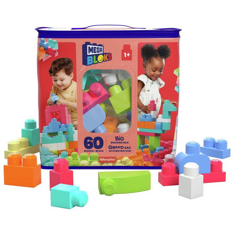 Mega Bloks building blocks bag pastel 60-piece, imported from the UK