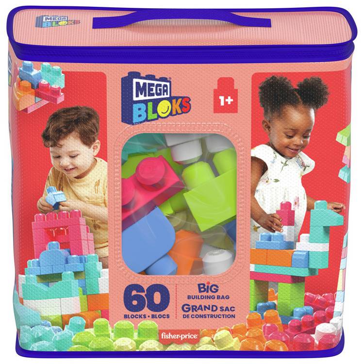 Mega Bloks building blocks bag pastel 60-piece, imported from the UK