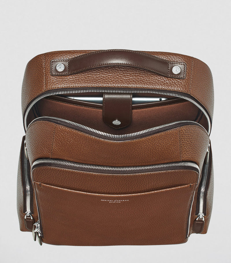 Aspinal of London Pebble Leather Reporter backpack, imported from the UK