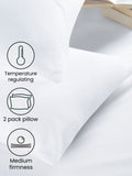 Set of 2 medium firmness 100% cotton temperature regulating pillows (British brand)