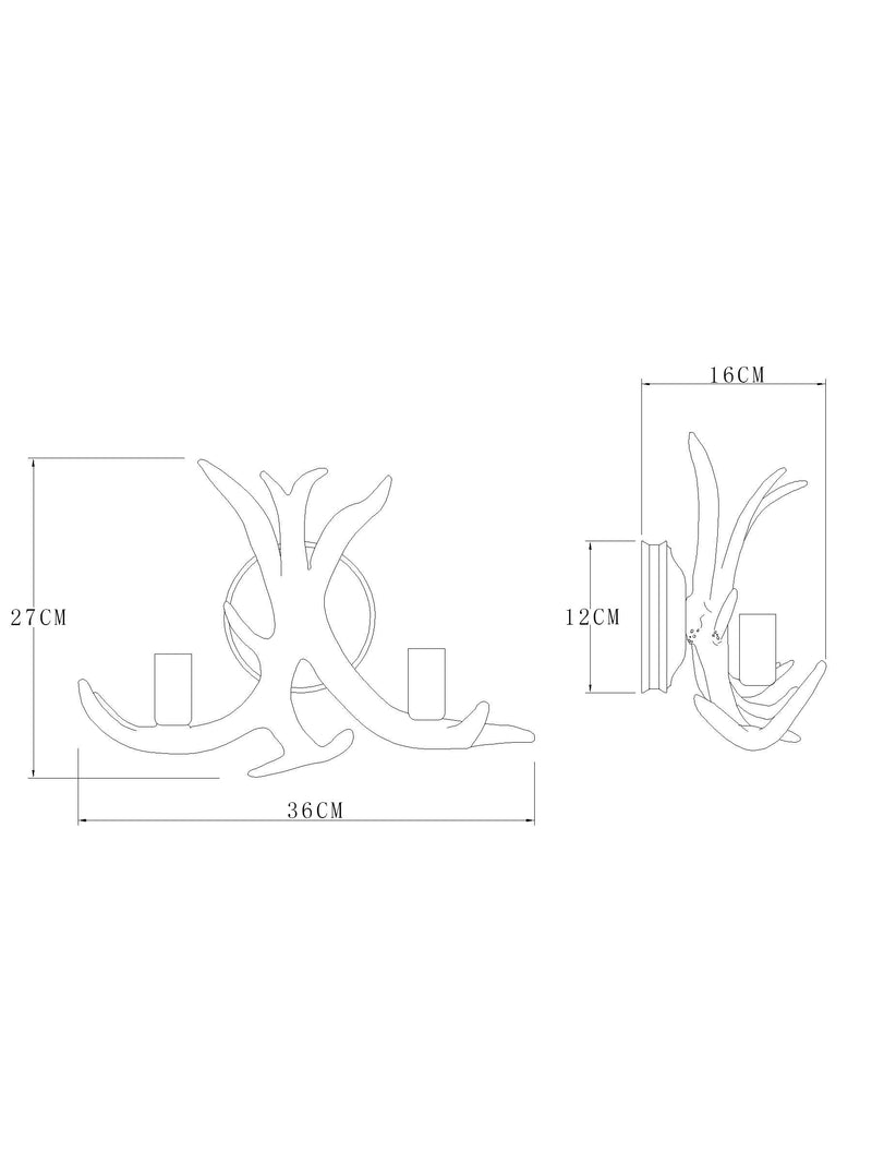 Antler wall light, natural wood-effect finish (British brand)