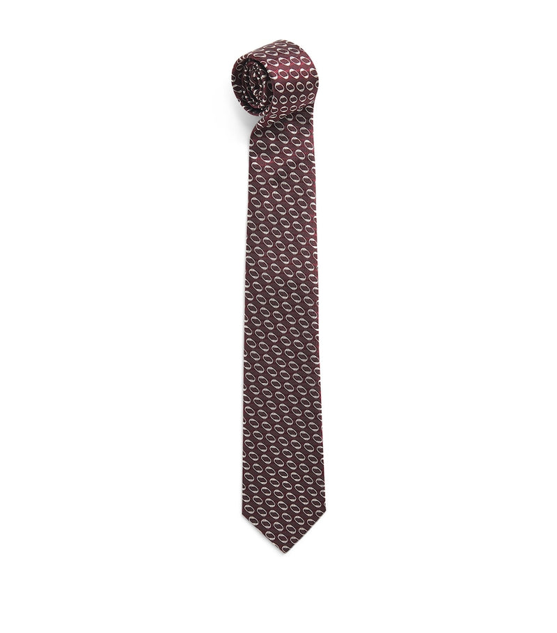 Isaia men's silk geometric jacquard tie (British brand)