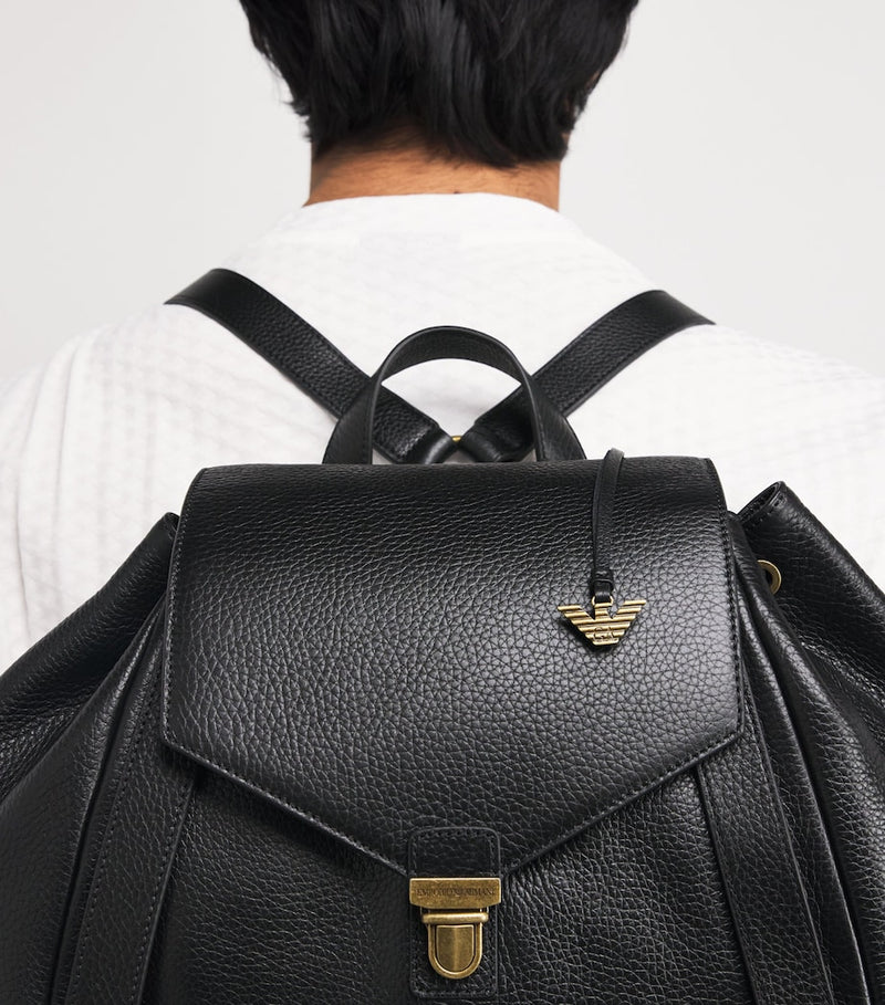 Emporio Armani pebbled leather backpack, imported from the UK