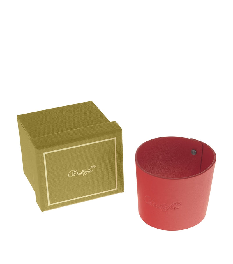 Christofle leather coffee cup ring Objets Miroir, imported from the UK