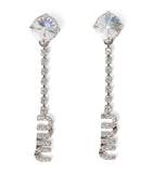 Miu Miu crystal-embellished logo drop earrings (British brand)