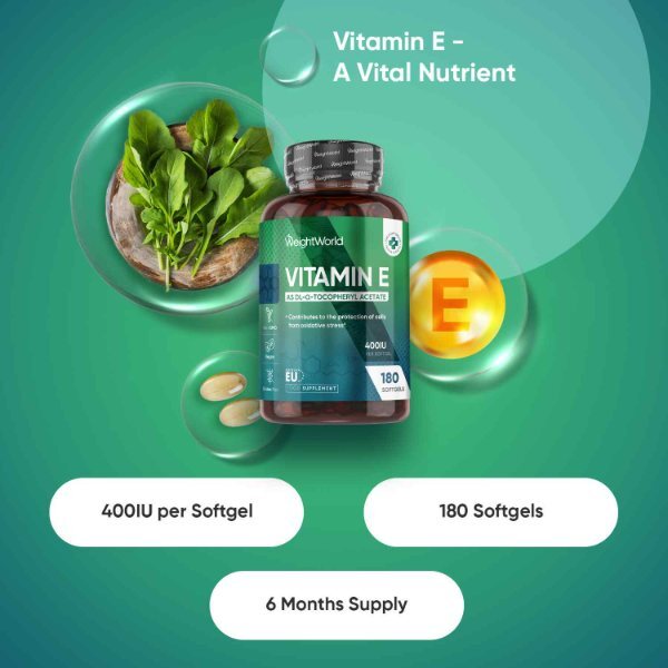 WeightWorld Vitamin E 400IU 180 softgels (British brand)