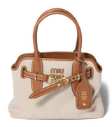 Harrods Miu Miu Aventure Canvas and Leather Top-Handle Bag- Buy online at McGrocer