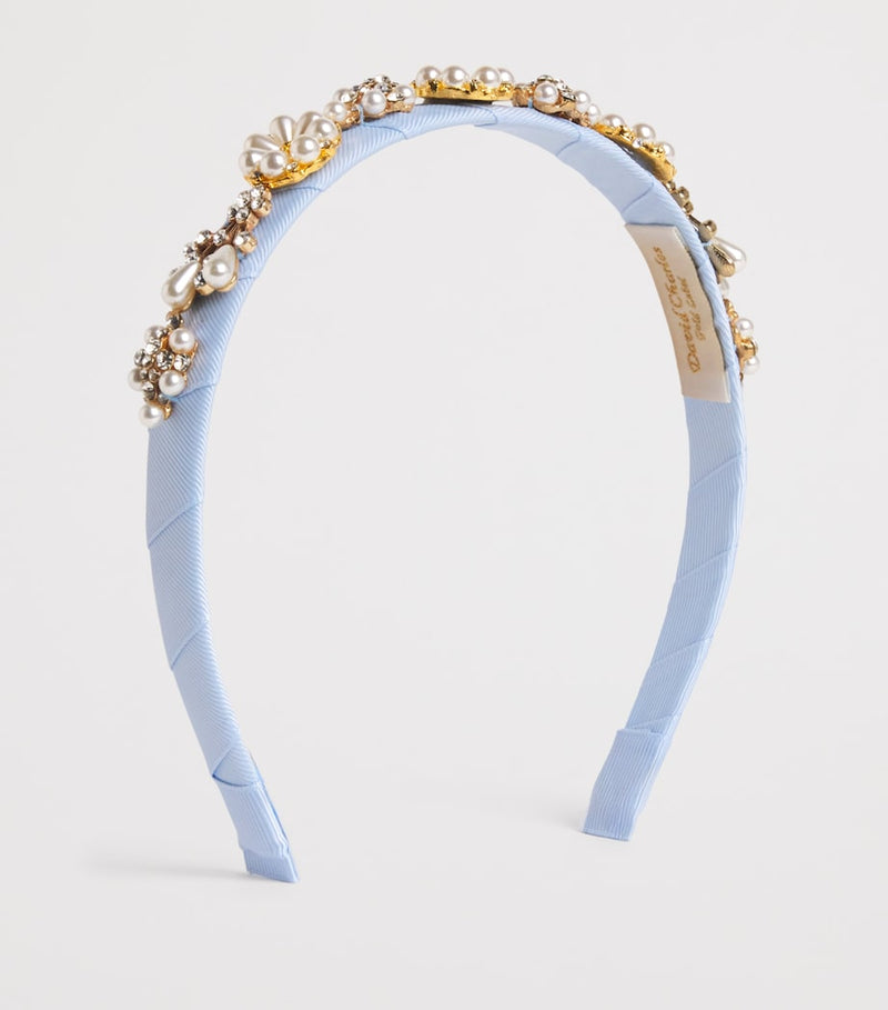 David Charles diamanté and faux pearl-embellished headband - British product