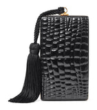 Aspinal of London patent leather croc-embossed Paloma box clutch bag - British product