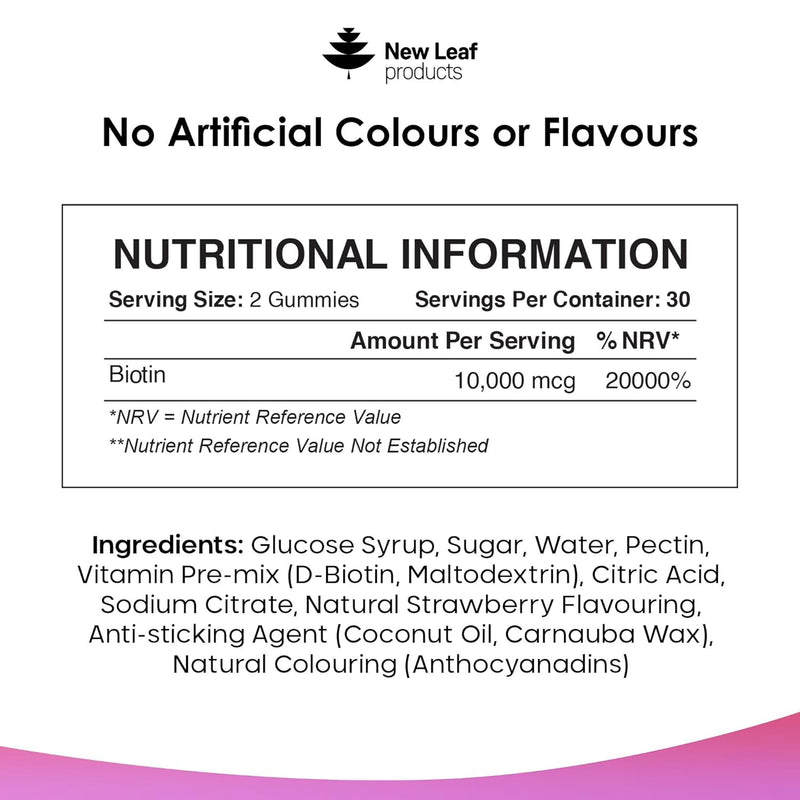 New Leaf Products Biotin Vitamin B7 gummies 60 count - British product