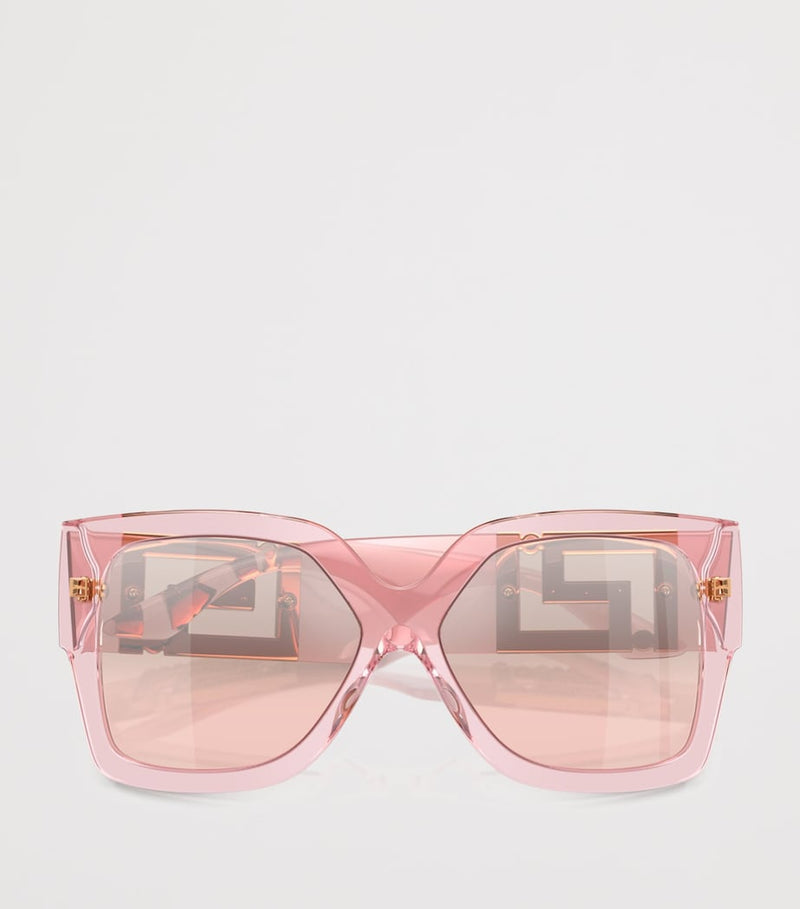Versace blush pink crystal-embellished rectangle sunglasses, UK version