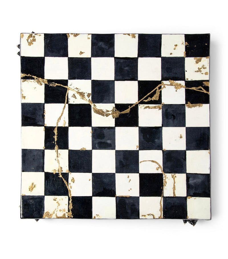 Purling earthenware gold leaf chess set, imported from the UK