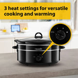 Crockpot 6.5 litre black slow cooker - British product