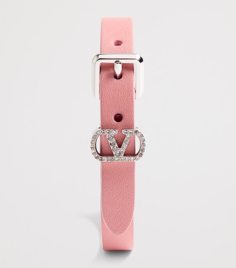 Valentino Garavani leather Ovalette bracelet with crystals (British brand)
