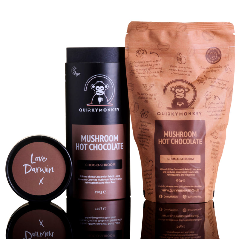 Quirky Monkey Choc-O-Shroom mushroom hot chocolate 150g (British brand)