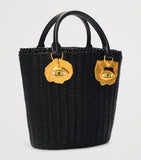 Schiaparelli Face bucket bag with wicker calfskin and gold-plated details, UK version