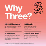 Three 40GB Pay As You Go data SIM card, UK version