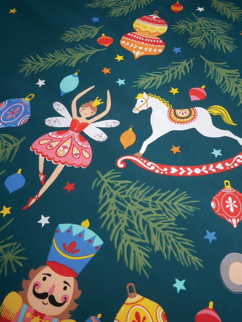 Catherine Lansfield Green Christmas Nutcracker Reversible Duvet Cover Set - British product