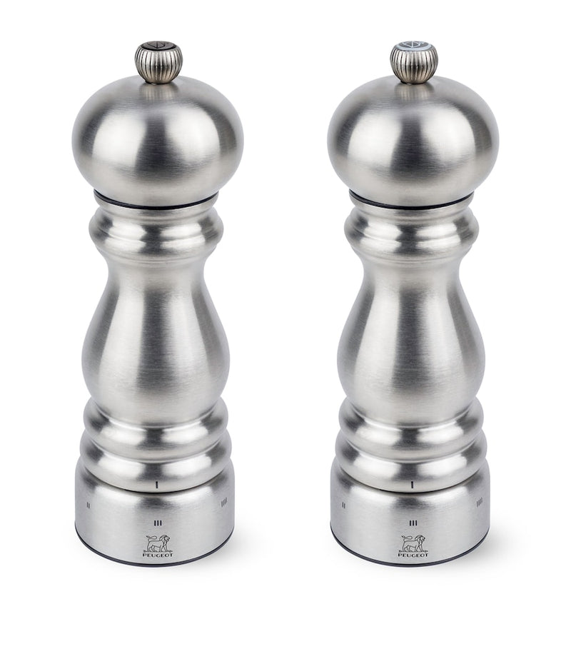 Peugeot Paris Chef stainless steel salt and pepper mill set 18cm, imported from the UK