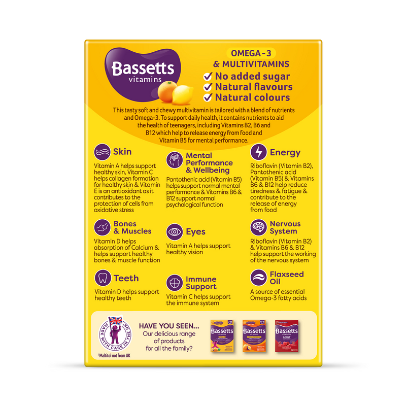 Bassetts Omega-3 multivitamin citrus gummies 30 (British brand)