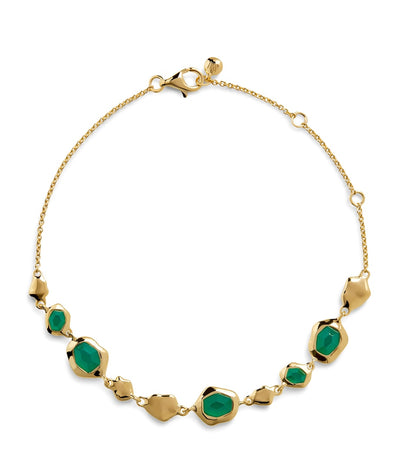 Harrods Monica Vinader Gold Vermeil and Green Onyx Odyssey Pebbled Chain Bracelet- Buy online at McGrocer