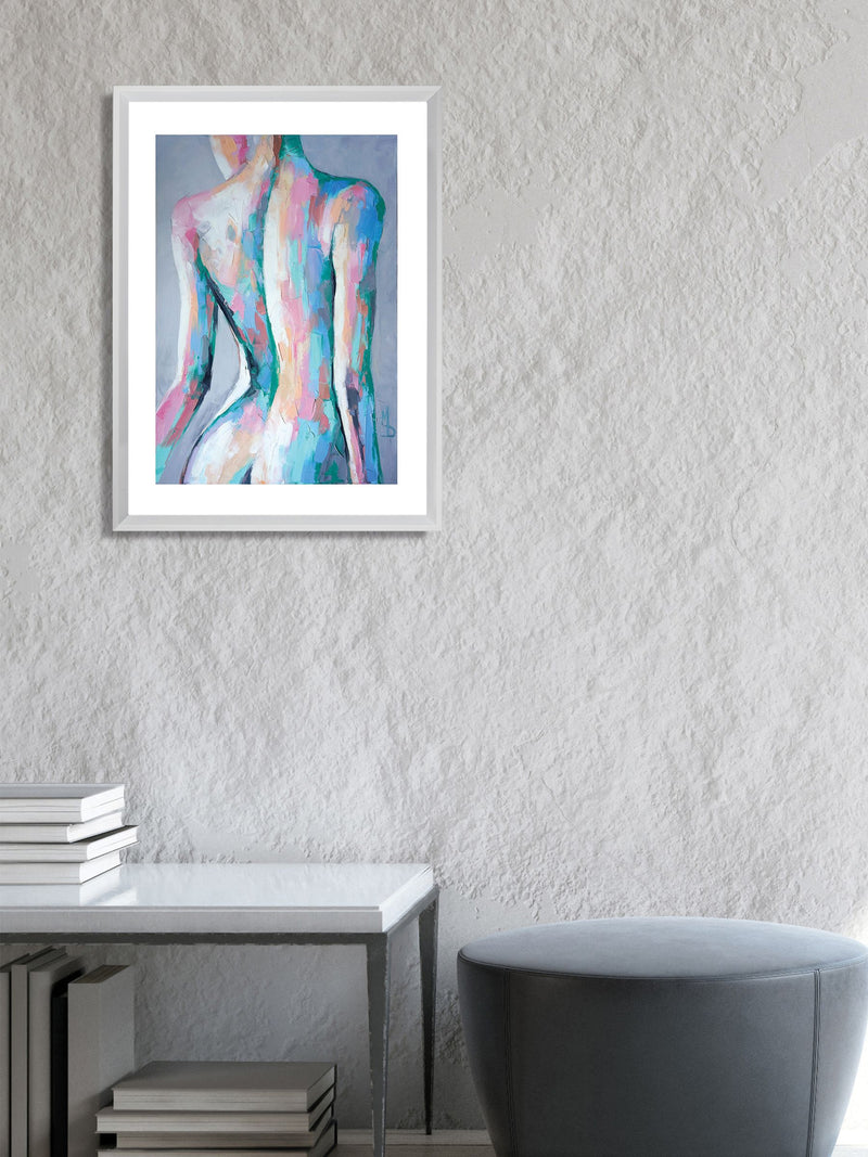 Brookpace Lascelles pink contemporary life drawing artwork in white frame (British brand)