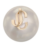 Jimmy Choo stud earrings with faux pearls and gold-tone JC logo (British brand)