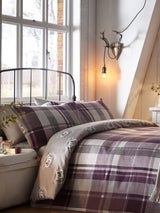 Next Dreams & Drapes Purple Colville Check Supersoft 100% Brushed Cotton Duvet Cover and Pillowcase Set- Buy online at McGrocer