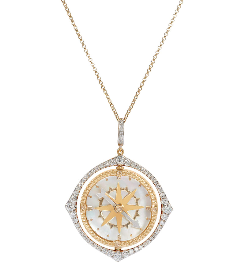 Annoushka yellow gold and diamond compass pendant, imported from the UK