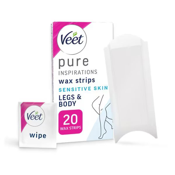 Veet Pure Inspiration wax strips for legs 20 count (British brand)
