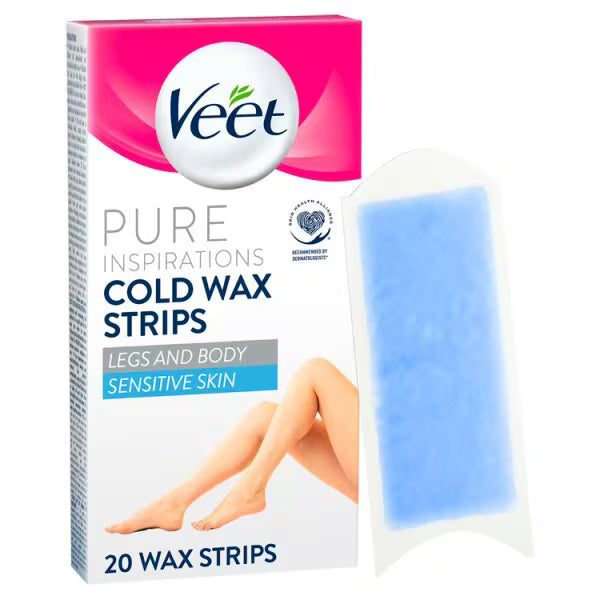 Veet Pure Inspiration wax strips for legs 20 count (British brand)