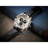 Citizen Eco-Drive men's watch black leather strap 45mm, imported from the UK