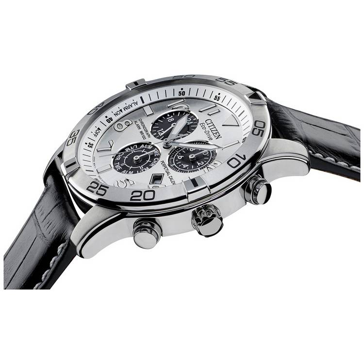 Citizen Eco-Drive men's watch black leather strap 45mm, imported from the UK